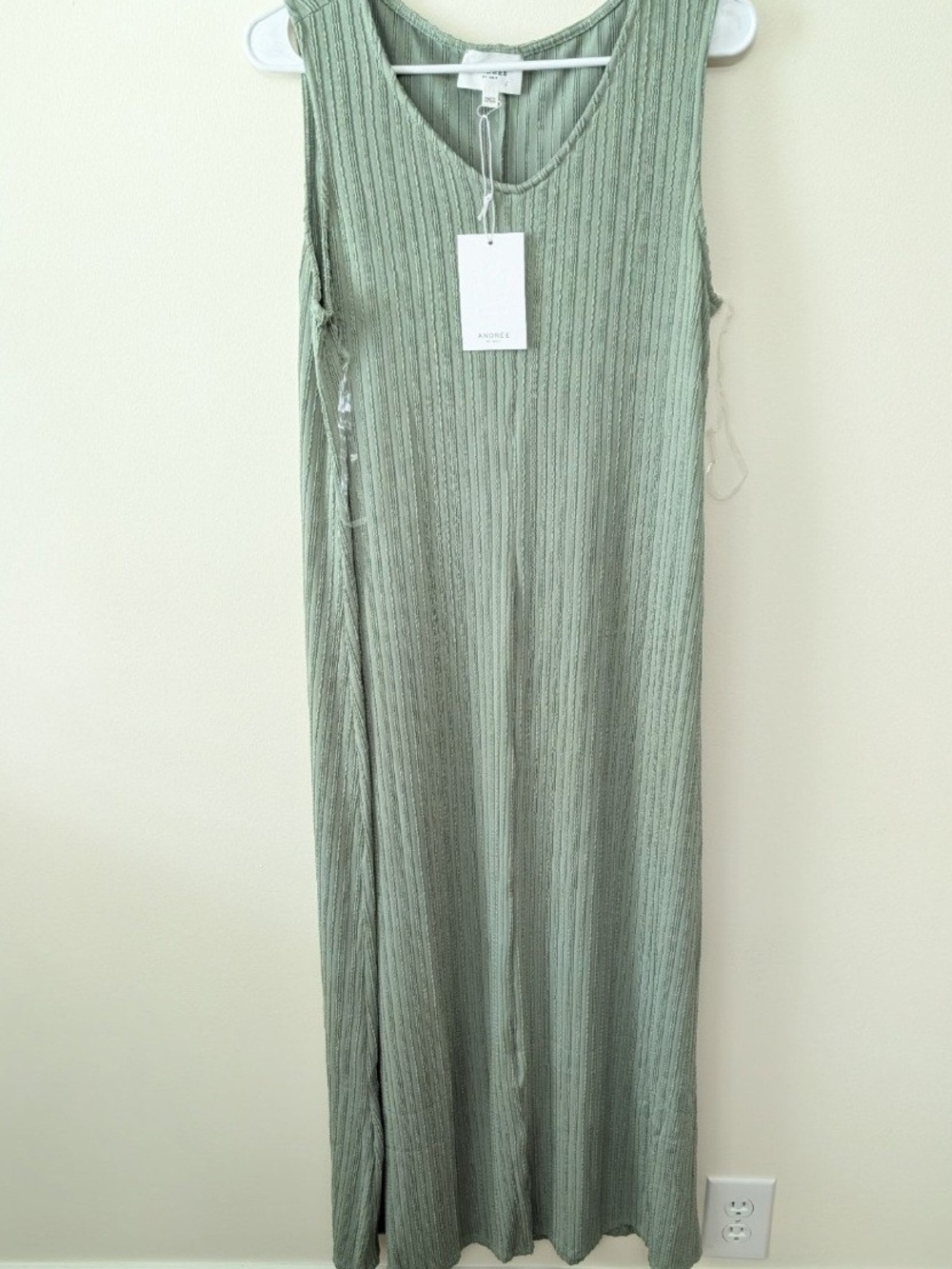 Andree By Unit Ribbed Tank Maxi Dress - Sage Green-Various